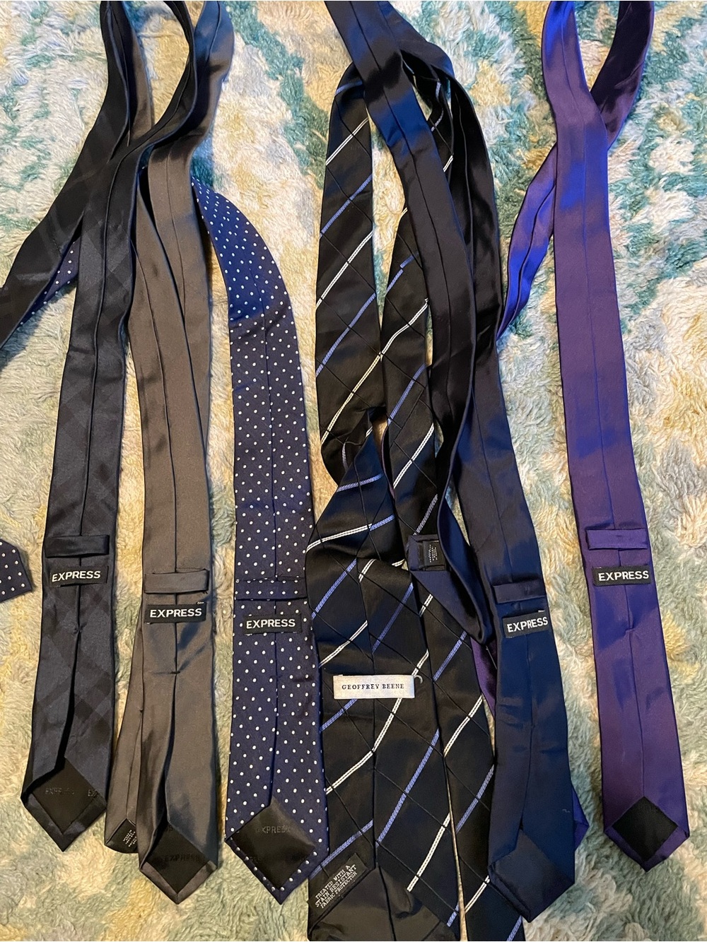 Express Men's Assorted Navy, Black & Purple Ties - 6 Pack